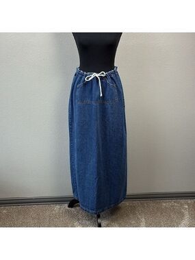 Tyte Denim Drawstring Maxi Skirt Pockets 12